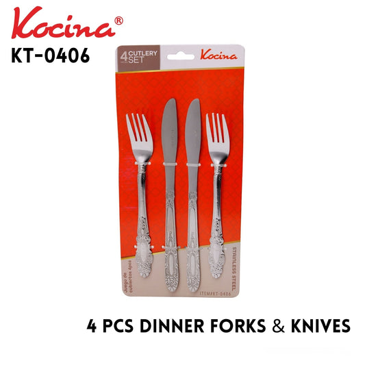 S/S 4pcs Dinner Fork and Knife W Blister Card