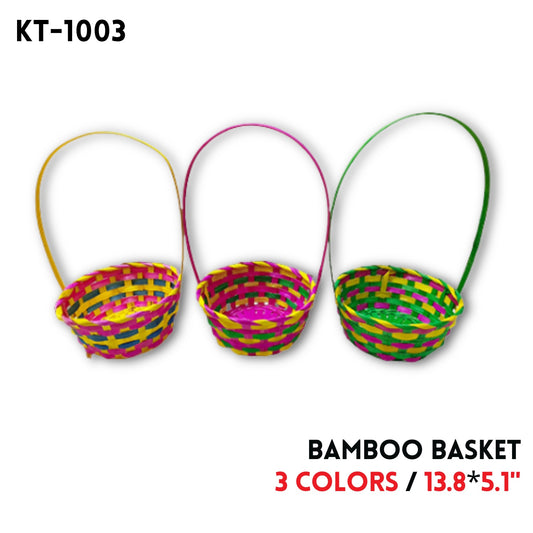 EASTER Bamboo Basket, 13.8"*5.1" Assorted colors