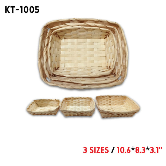 3pcs. Bamboo Basket RECT. 10.6"*8.3"*3.1", 3 Sizes
