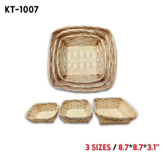 3pcs Bamboo Basket SQUARE 8.7"*8.7*3.1", 3 Sizes