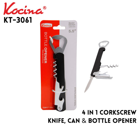4 in 1 Corkscrew, Knife, Can & Bottle Opener