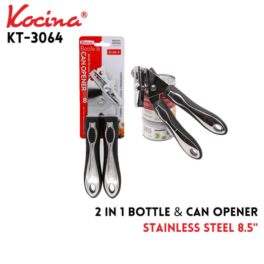 S/S 2In1 Bottle & Can Opener 8.5" Heavy Duty