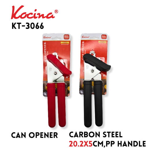 Can Opener, Carbon steel, 20.2x5cm,PP handle,black/red