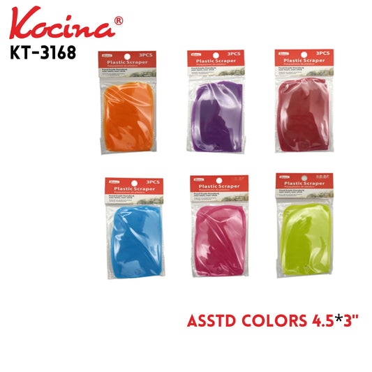3pcs Plastic Scraper 4.5"x3" assorted colors