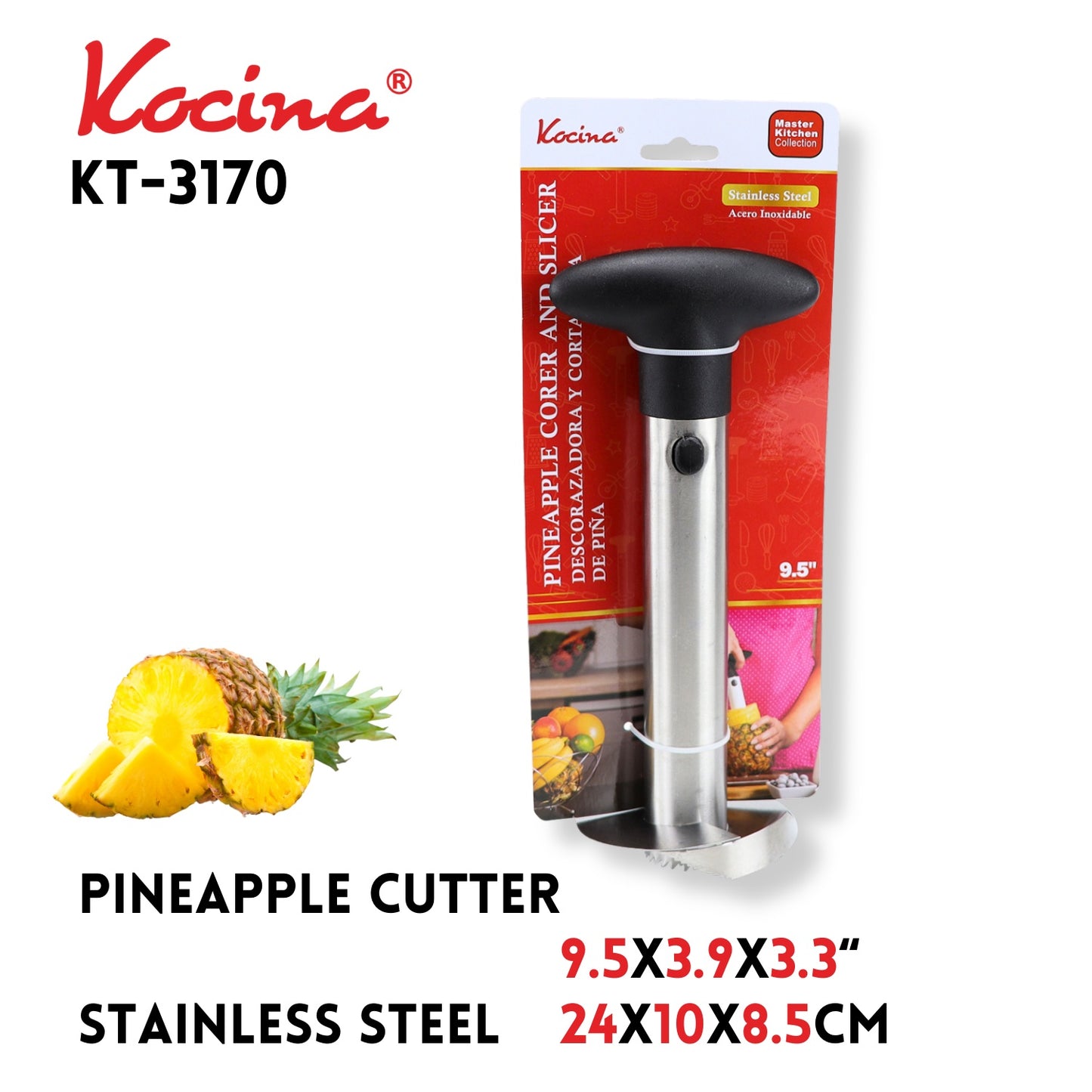 Pineapple Cutting,S/S+PP, Sanden Polish, 24x10x8.5cm
