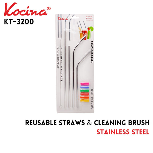 Stainless Steel Reusable Straws & Cleaning Brush