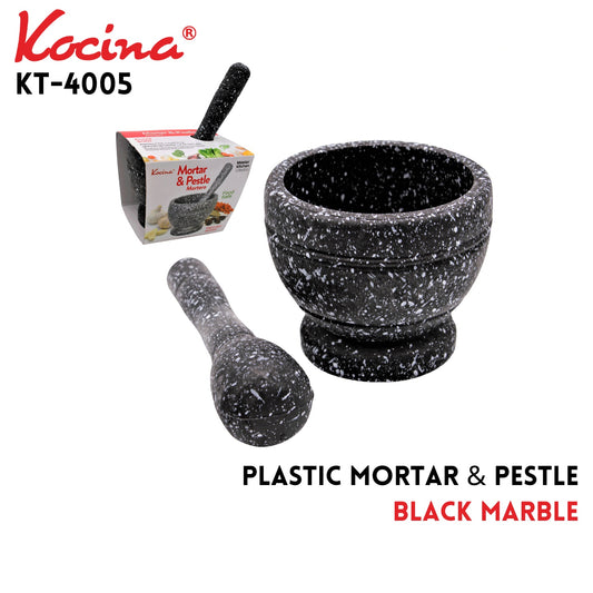 Plastic Mortar & Pestle Set black Marble Design