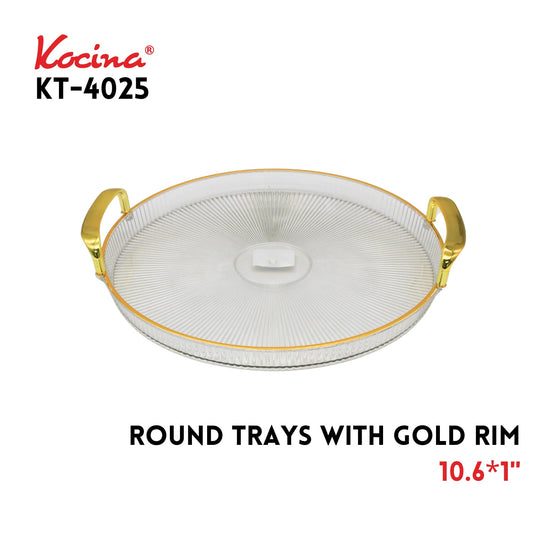 Round Trays with Gold Rim Border 10.6"x1", PTE