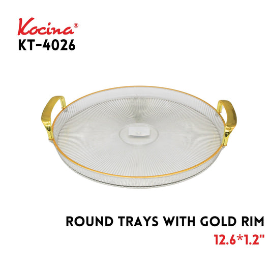 Round Trays with Gold Rim Border 12.6"x1.2", PTE