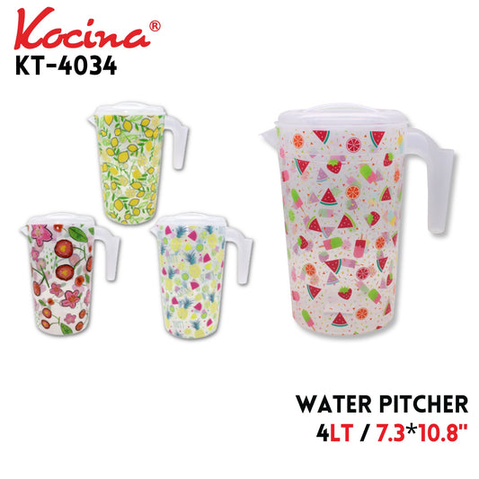 Water Pitcher 4L, 7.3"x10.8"