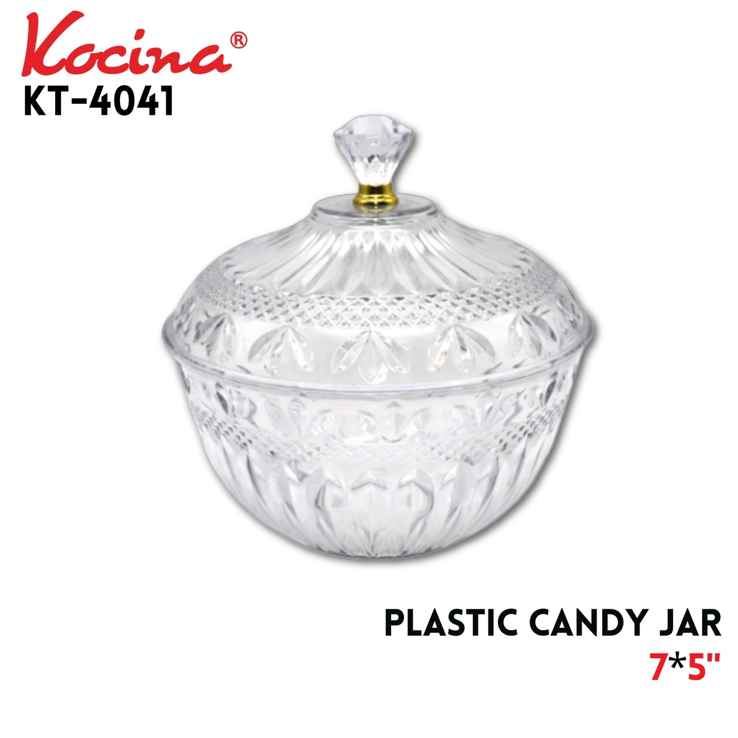 Plastic  Candy Jar, 7"x5"