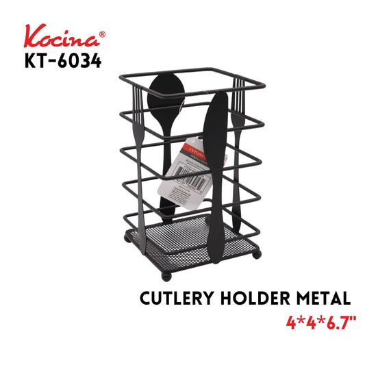 Cutlery Holder metal 4" X4"X6.7" ,Iron,black