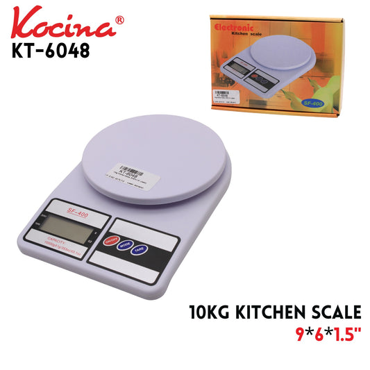 10kg Kitchen Scale, 9"x6"x1.5", plastic