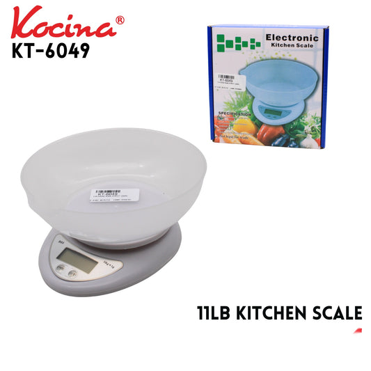 11lb Kitchen Scale, 6"x5"x1", plastic