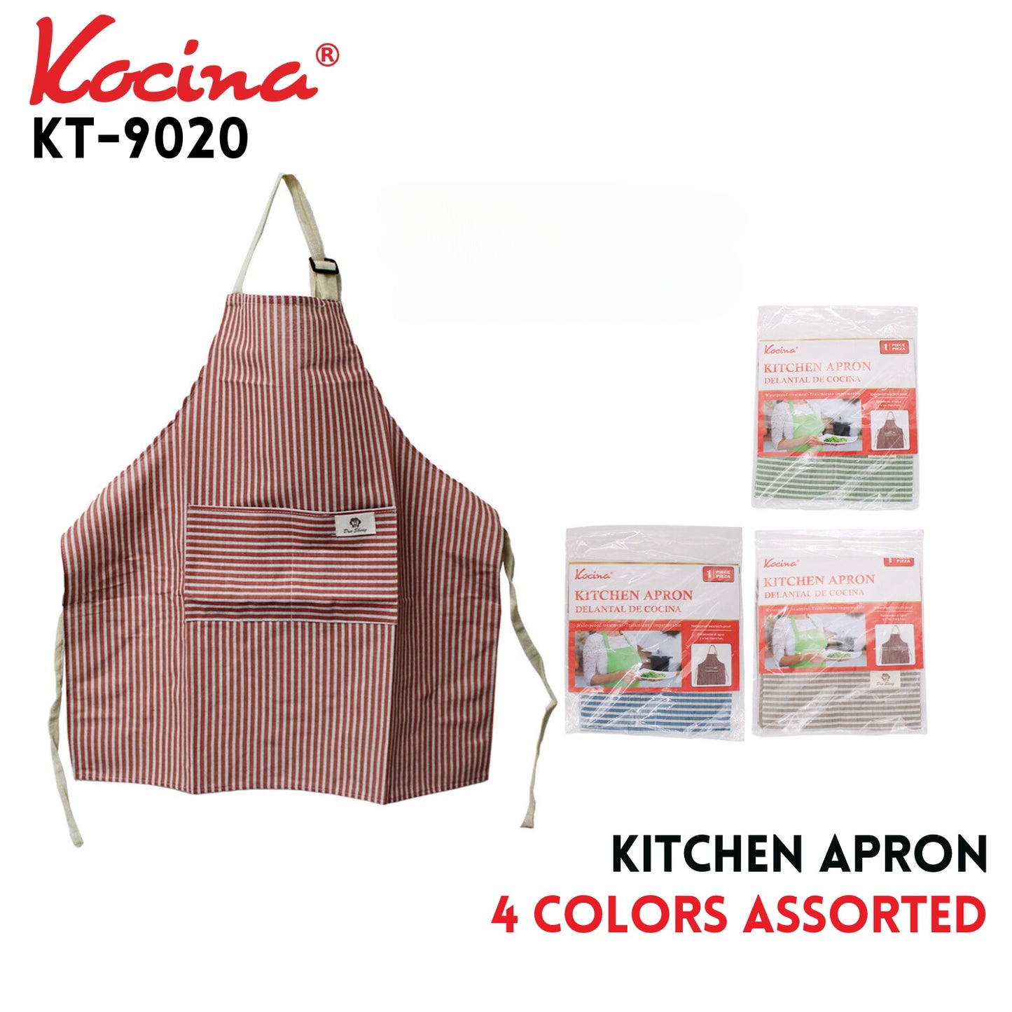 Kitchen Apron, 4 Clrs Asstd