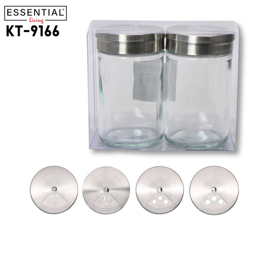 Glass Spice Shaker, 2pcs Set, Clear, Sticker