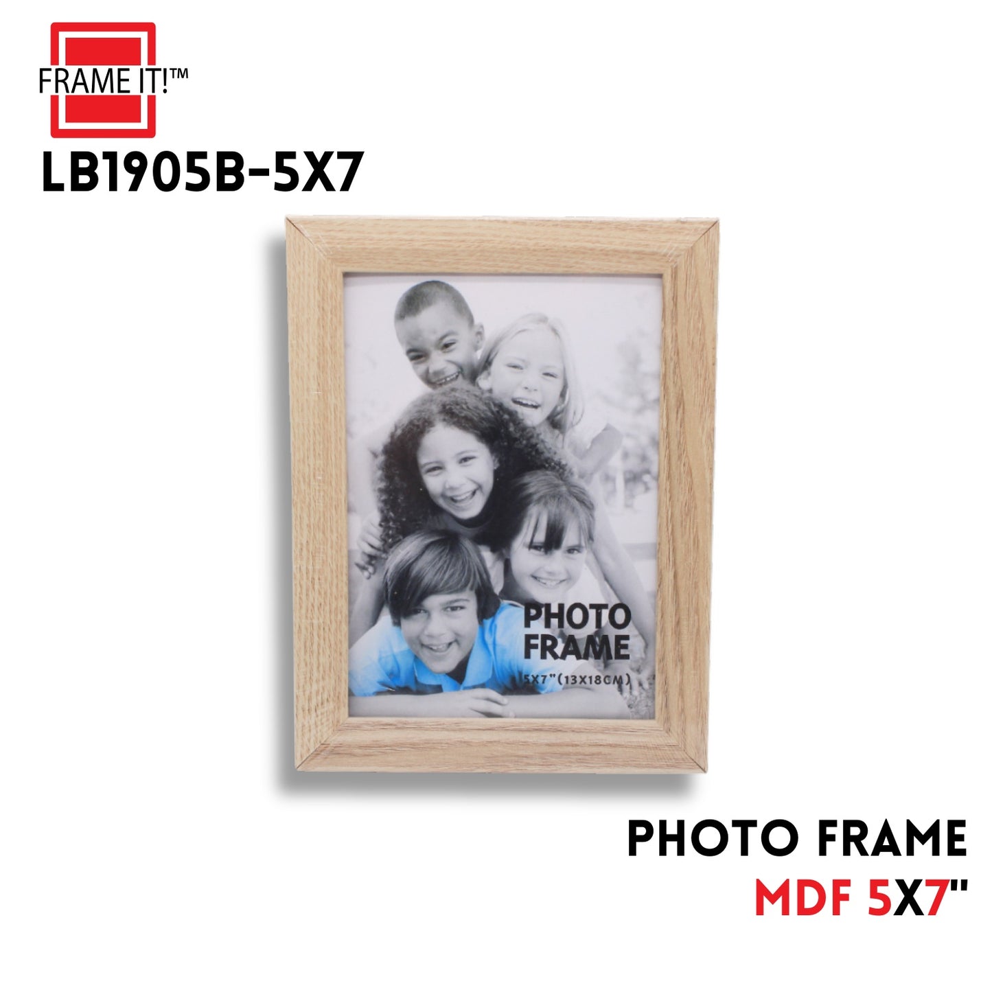 5X7" Mdf Photo Frame Nat Wood