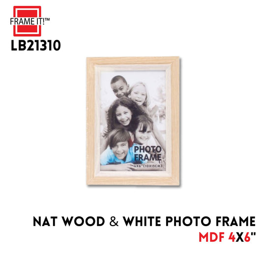 MDF Frame 4X6" Nat Wood & White