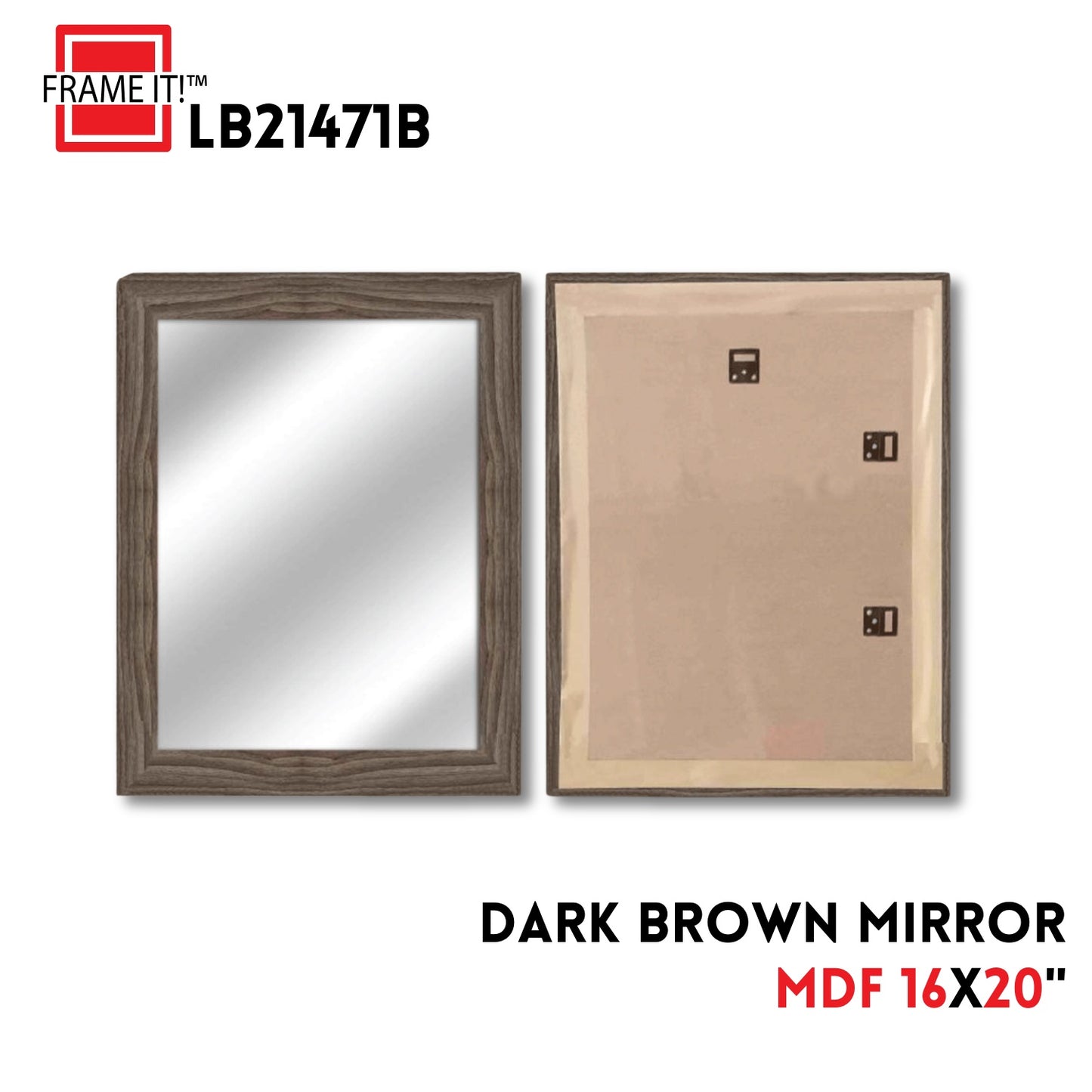 MDF 16X20' MIRROR DARK WOOD