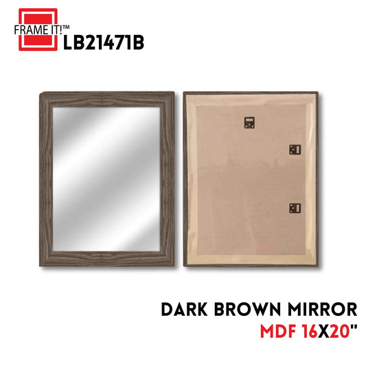 MDF 16X20' MIRROR DARK WOOD