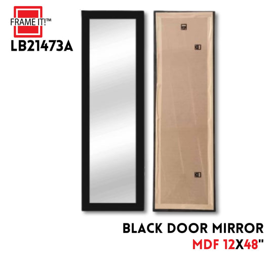 MDF Door Mirror 12X48" Black