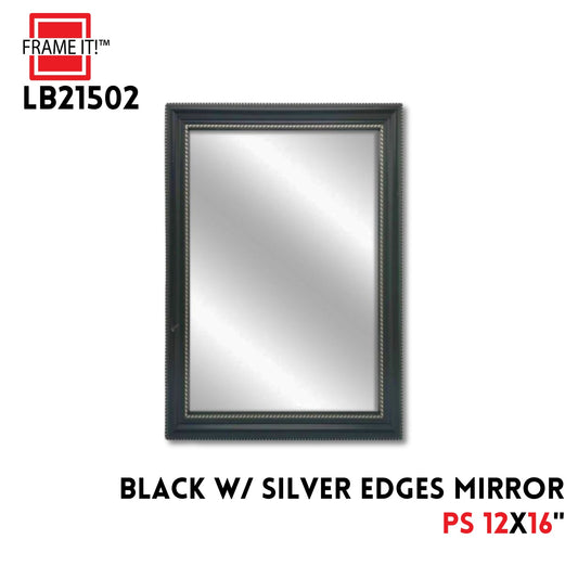 PS MIRROR 12X16" BLACK WITH SILVER EDGES