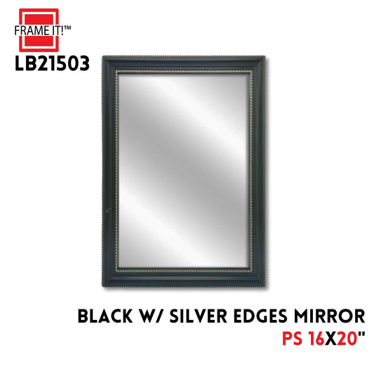 PS MIRROR 16X20" BLACK WITH SILVER EDGES