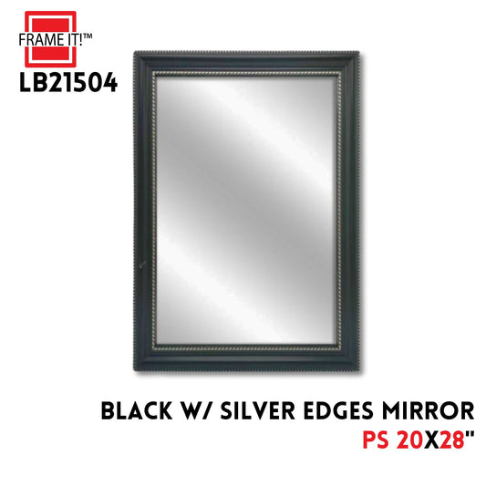 PS MIRROR 20X28" BLACK WITH SILVER EDGES