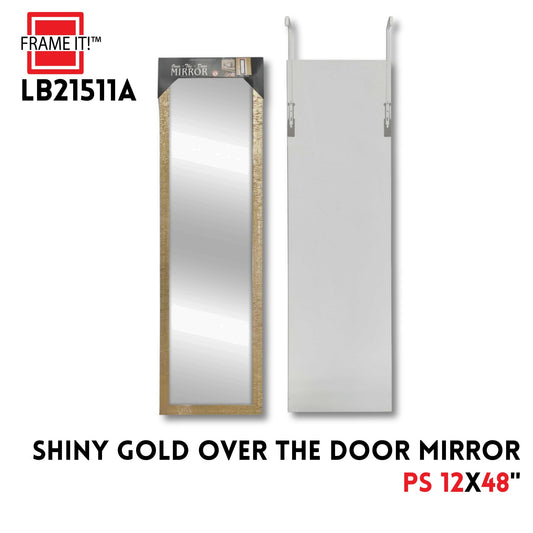 PS Over-the-door Mirror 12X48" Shiny Gold