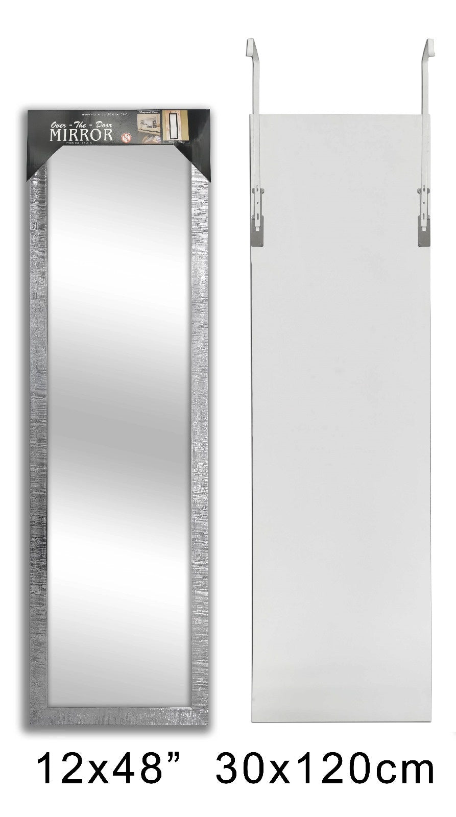 PS Over-the-door Mirror 12X48" Shiny Silver
