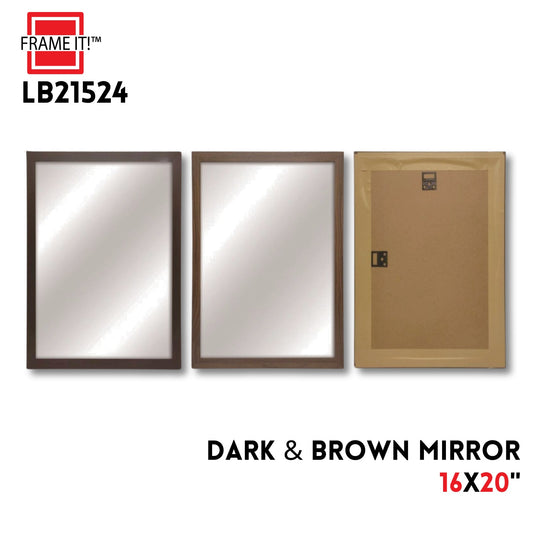 MDF Mirror 16x20" Dark / Brown wood look