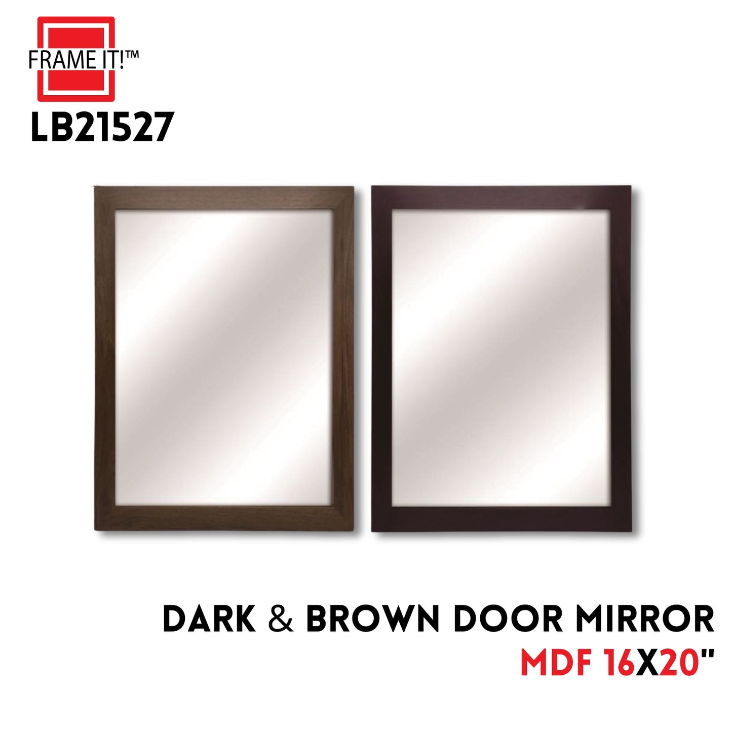 MDF Mirror 16x20" Dark / Brown wood look