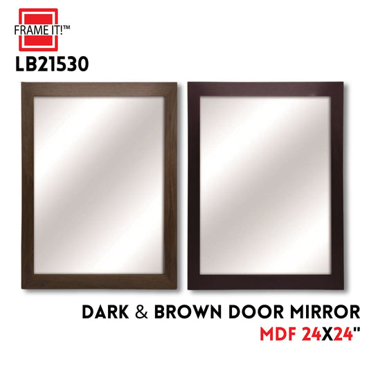 MDF Mirror 24x24" Dark / Brown wood look