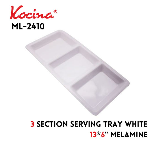 3 Section Serving Tray White