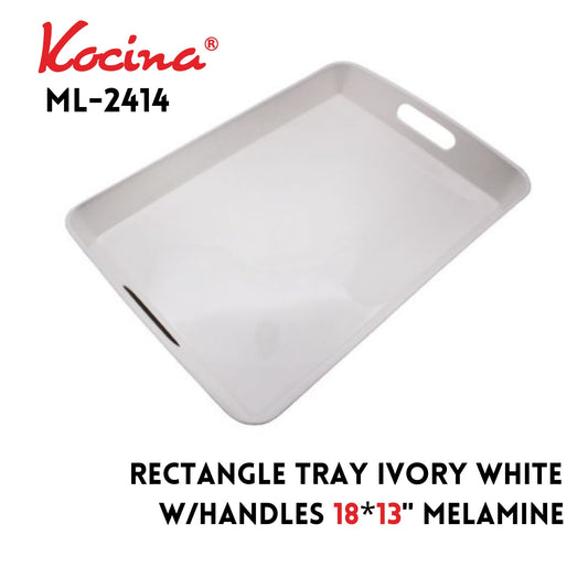Rectangle Tray W/Handles Ivory White