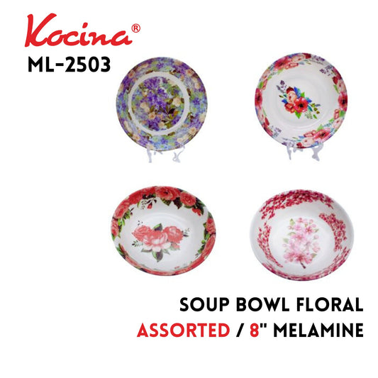 8" Soup Bowl Floral, 4 Assorted Designs