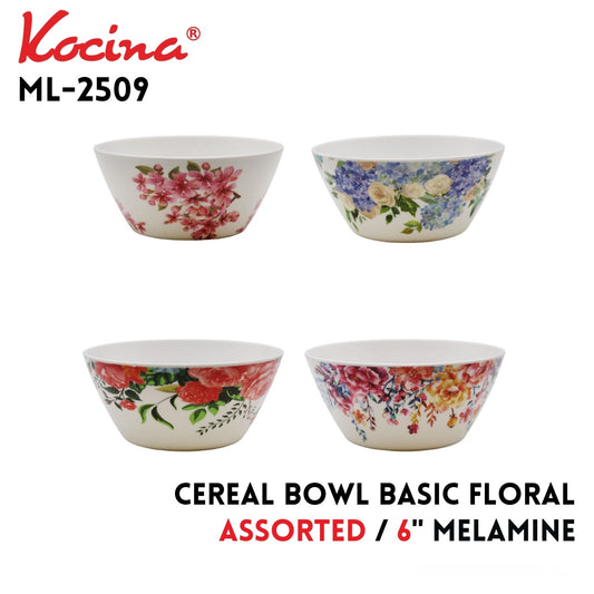 6" Cereal Bowl Basic  Floral, 4 Assorted Designs