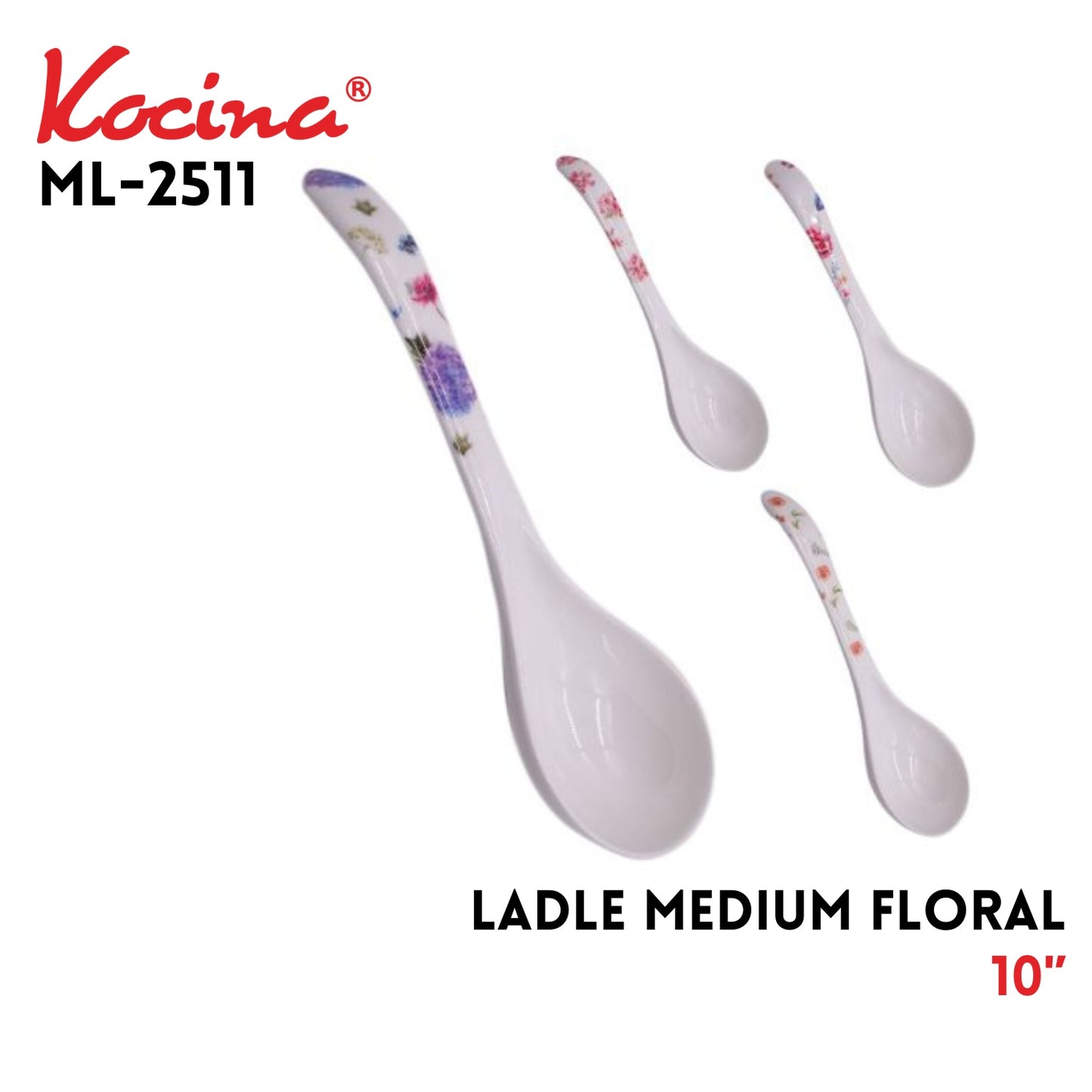 Ladle Medium Floral, 4 Assorted Designs