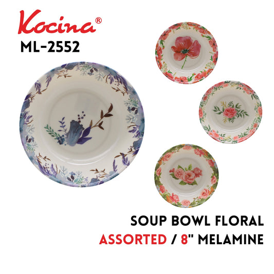 8" Soup Bowl Floral, 4 Assorted Designs
