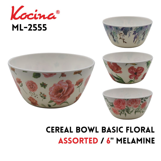 6" Cereal Bowl Basic  Floral, 4 Assorted Designs
