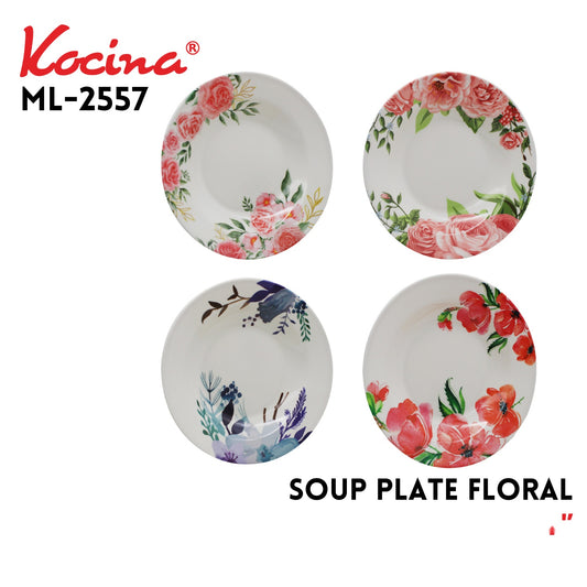 9" Soup Plate Floral, 4 Assorted Designs