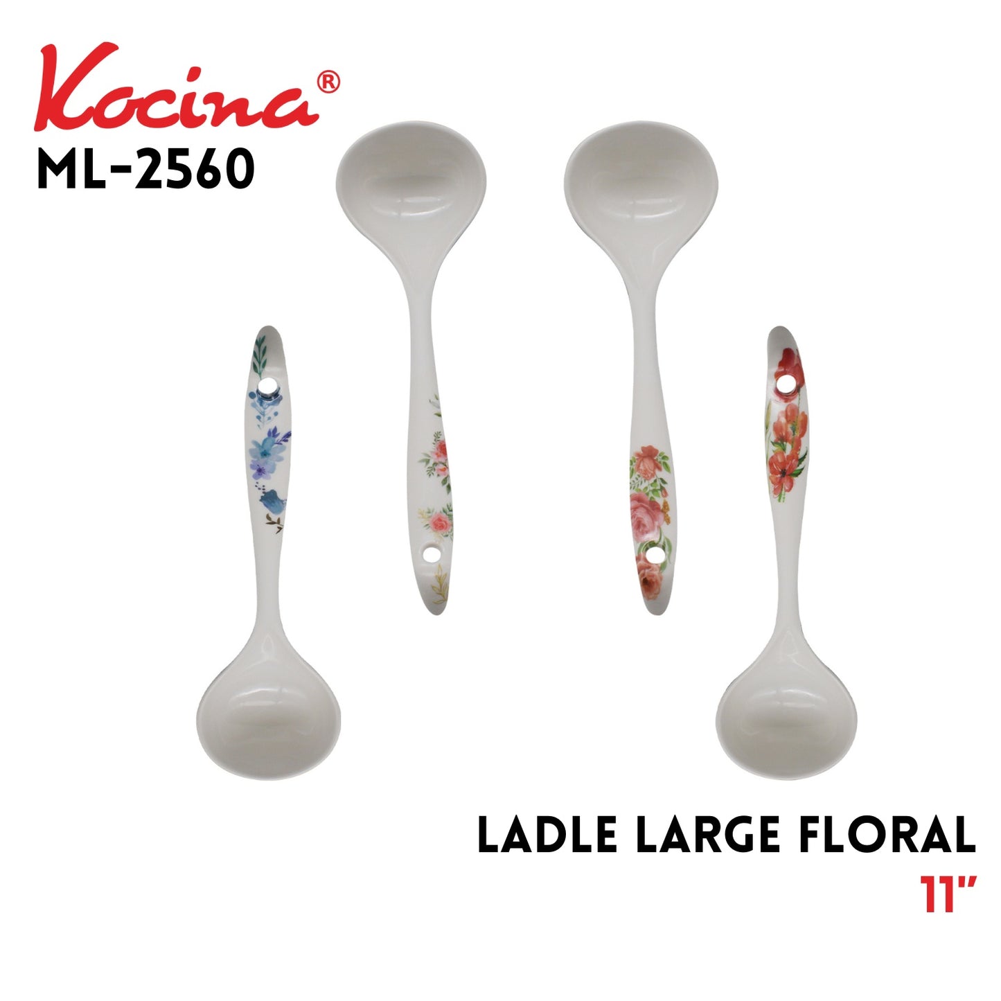 Ladle Large Floral, 4 Assorted Designs
