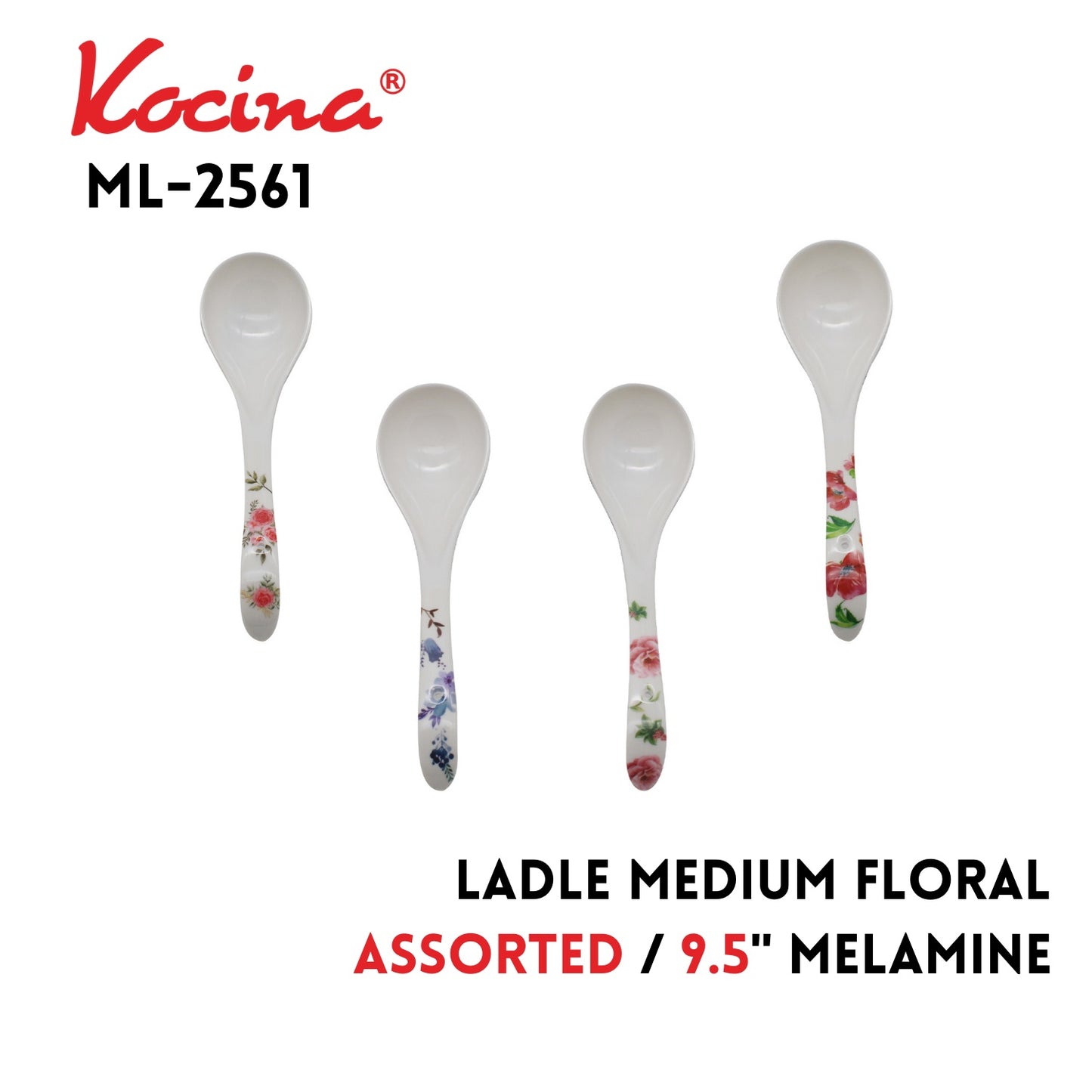 Ladle Medium Floral, 4 Assorted Designs