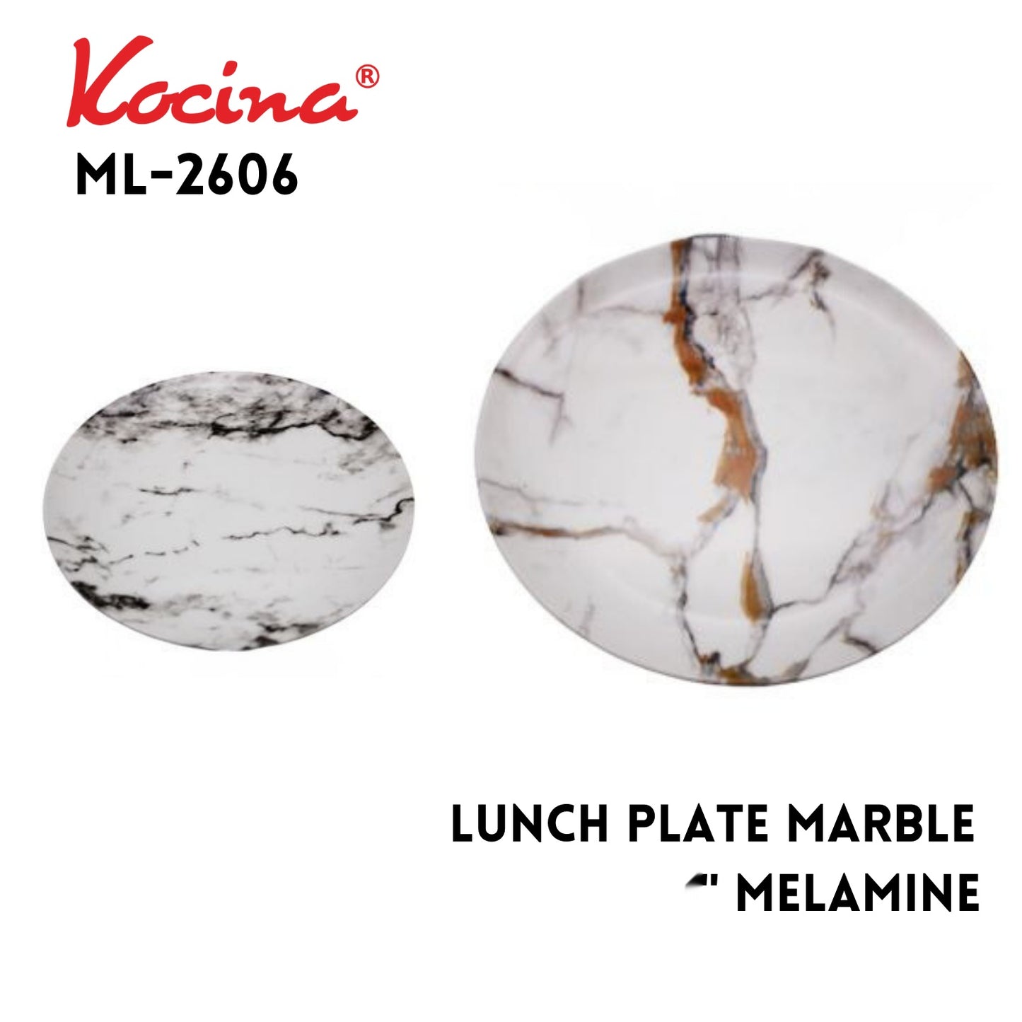 8"Lunch Plate  Marble, 2 Assorted Designs
