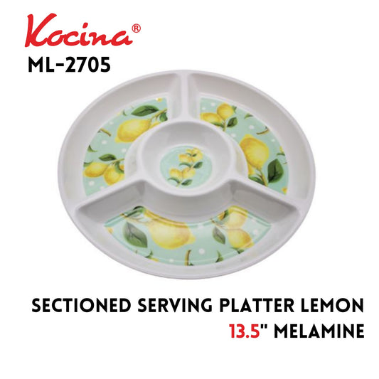 13.5" Sectioned Serving Platter Lemon