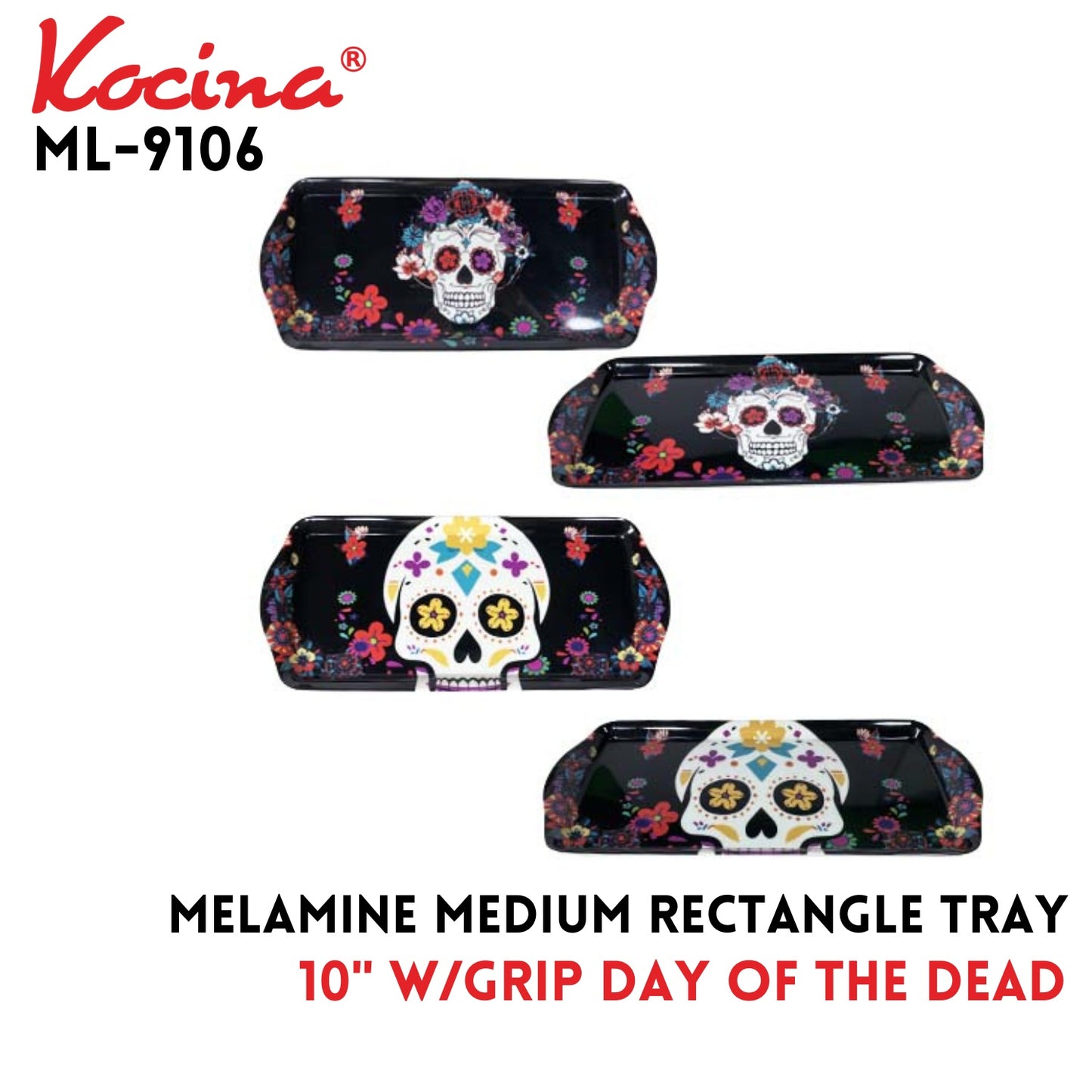 15.35" Medium Rectangle Tray W/Grip Melamine,215g