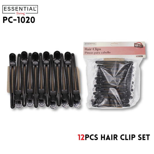 12pcs Hair Clip Set Black, Polybag w/ header packing