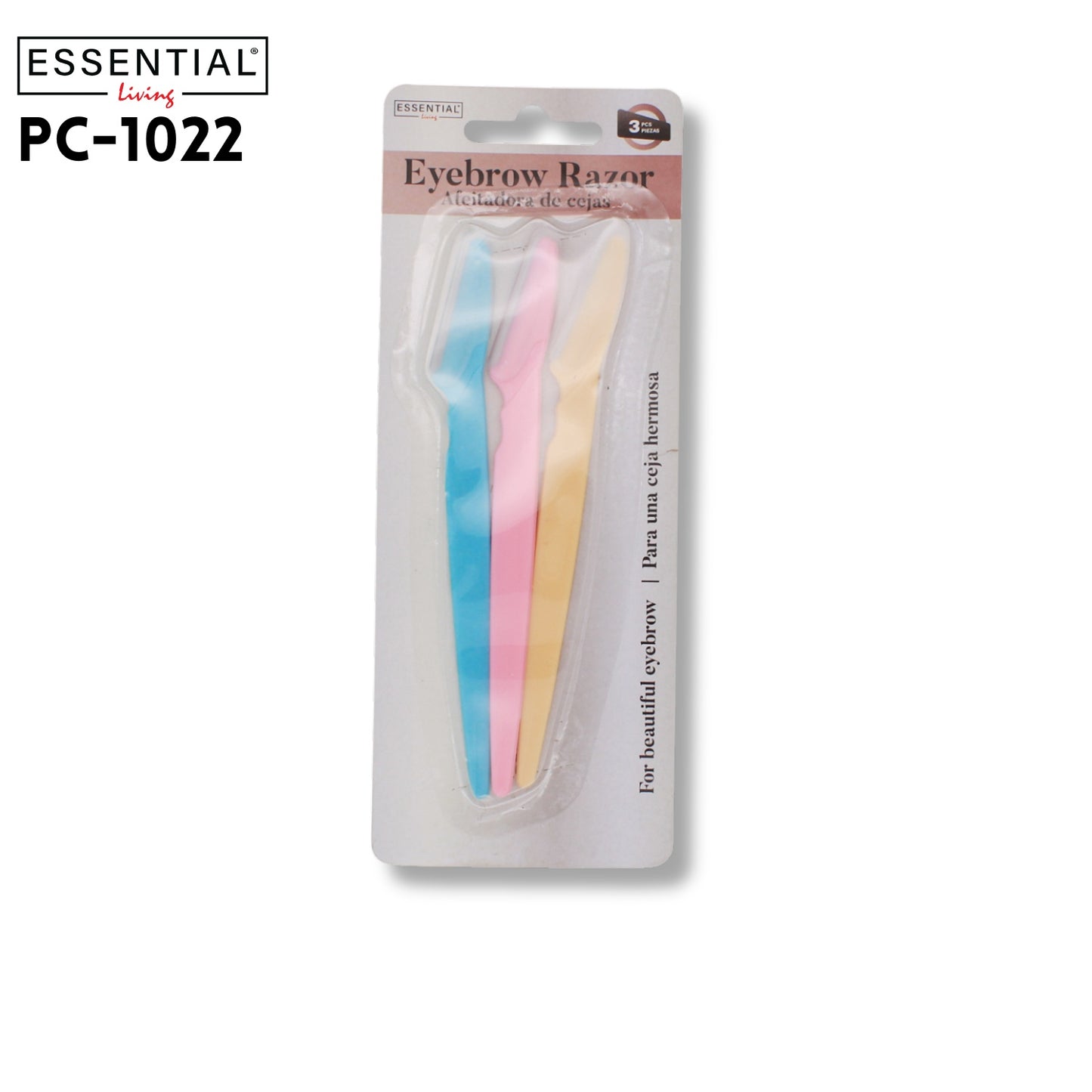 3pcs Eyebrow Razor Asstd colors, Blister card packing