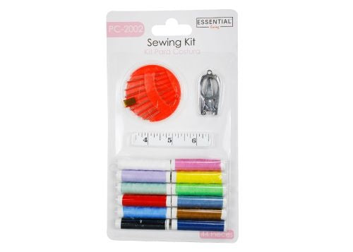44pcs Sewing Kit Cotton Threads, Meas. Tape, Scissors & Need