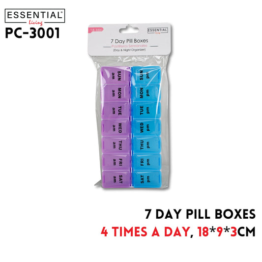 7-Day Pill Boxes, 4 Times a Day, 18x9x3cm, PP